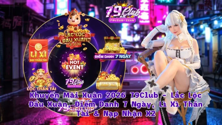 Khuyến mãi xuân 2026 79club lắc lộc Đầu xuân Điểm danh 7 ngày lì xì thần tài nạp nhận x2